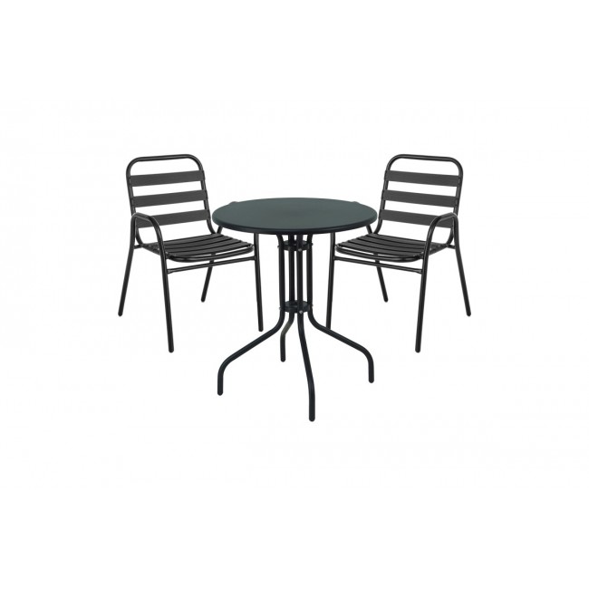 Tραπεζαρία 3τμ "SUSSIE-VERGO I" από μέταλλο/αλουμίνιο σε χρώμα μαύρο Φ60x70