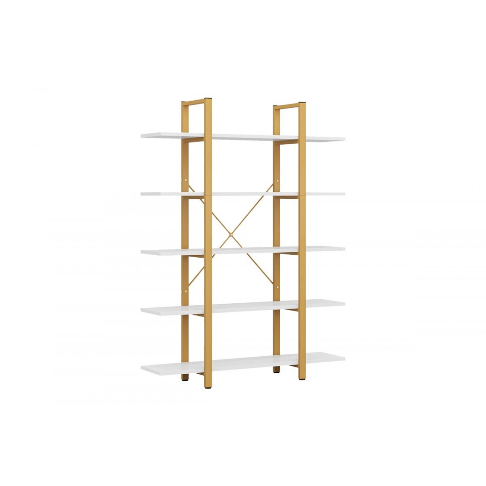 Βιβλιοθήκη "ESTHON" από μέταλλο σε χρώμα λευκό/χρυσό 120x28x180