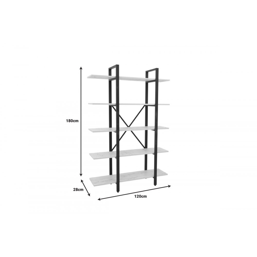 Βιβλιοθήκη "ESTHON" από μέταλλο σε χρώμα λευκό/χρυσό 120x28x180