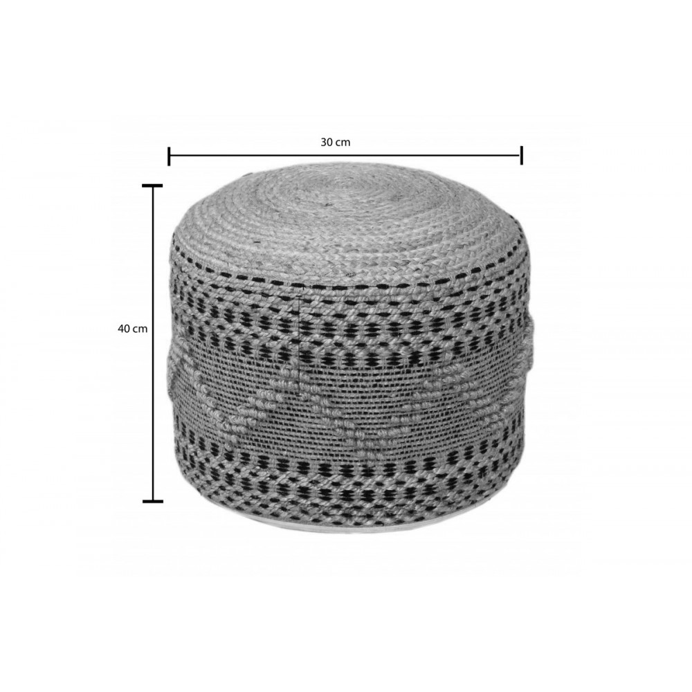 Σκαμπό-πουφ "BANGKU" από γιούτα/βαμβάκι σε χρώμα φυσικό Φ45x30