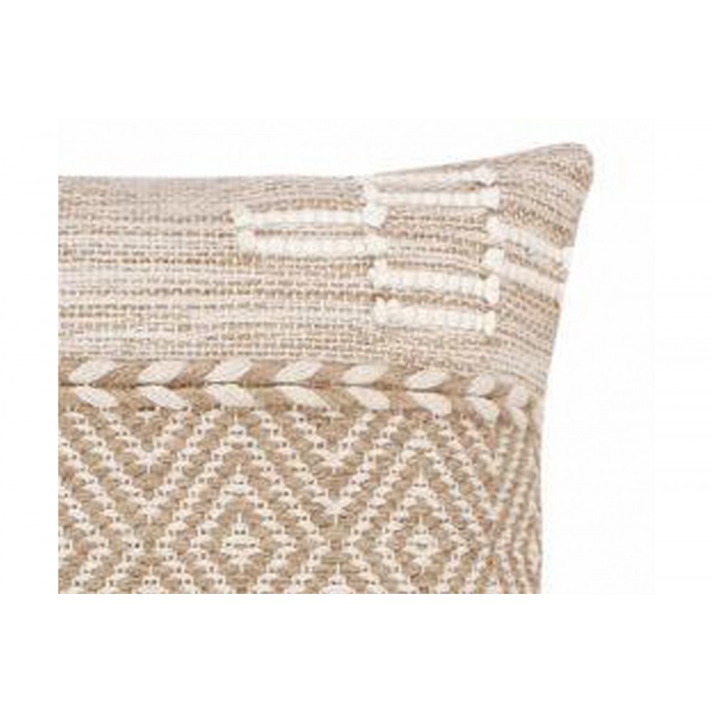 Μαξιλάρι "MITTO" από γιούτα/βαμβάκι σε χρώμα μπεζ/λευκό 45x45x2