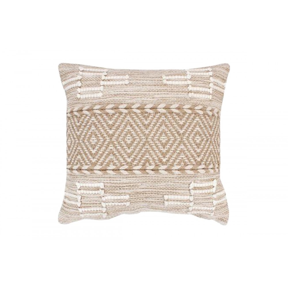 Μαξιλάρι "MITTO" από γιούτα/βαμβάκι σε χρώμα μπεζ/λευκό 45x45x2