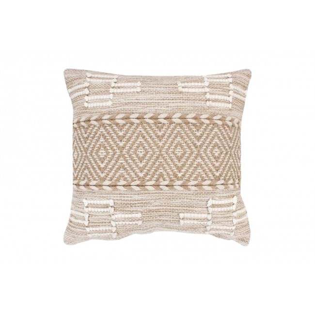 Μαξιλάρι "MITTO" από γιούτα/βαμβάκι σε χρώμα μπεζ/λευκό 45x45x2