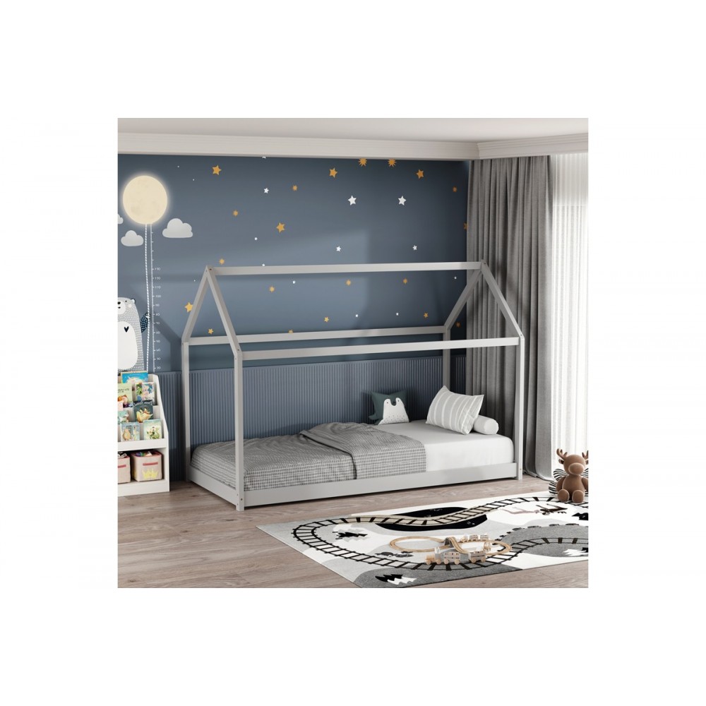 Παιδικό κρεβάτι "NINO" τ.montessori από ξύλο σε χρώμα γκρι 196x97x140.5