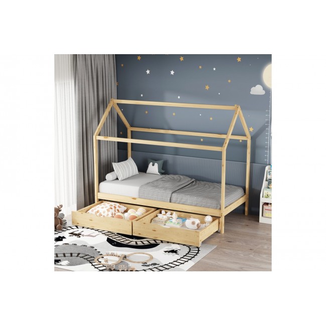 Παιδικό κρεβάτι "MELLIN" τ.montessori από ξύλο σε χρώμα φυσικό 196x97x160.5