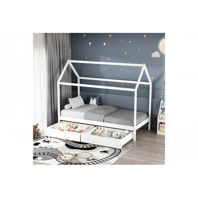 Παιδικό κρεβάτι "MELLIN" τ.montessori από ξύλο σε χρώμα λευκό 196x97x160.5