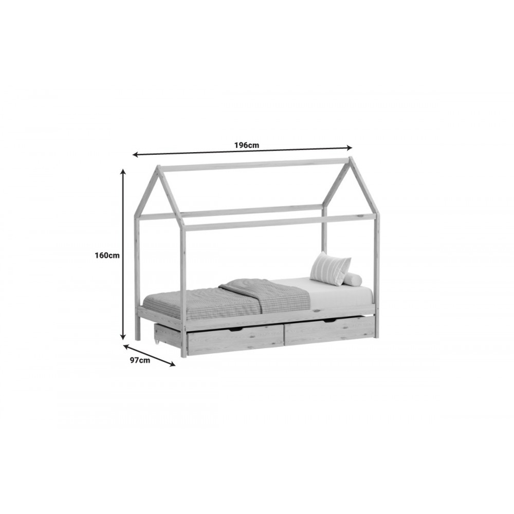 Παιδικό κρεβάτι "MELLIN" τ.montessori από ξύλο σε χρώμα λευκό 196x97x160.5