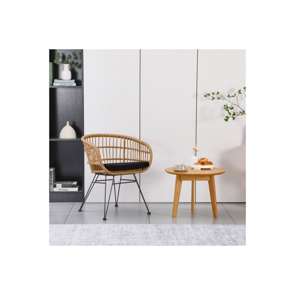 Πολυθρόνα "NAOKI" από pe rattan/μέταλλο σε χρώμα φυσικό/μαύρο 63x61x79