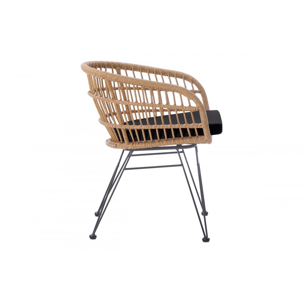 Πολυθρόνα "NAOKI" από pe rattan/μέταλλο σε χρώμα φυσικό/μαύρο 63x61x79