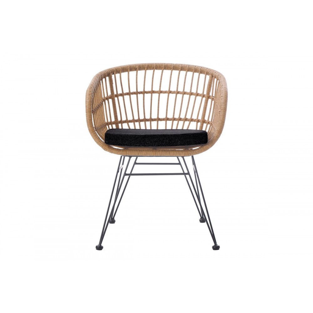 Πολυθρόνα "NAOKI" από pe rattan/μέταλλο σε χρώμα φυσικό/μαύρο 63x61x79