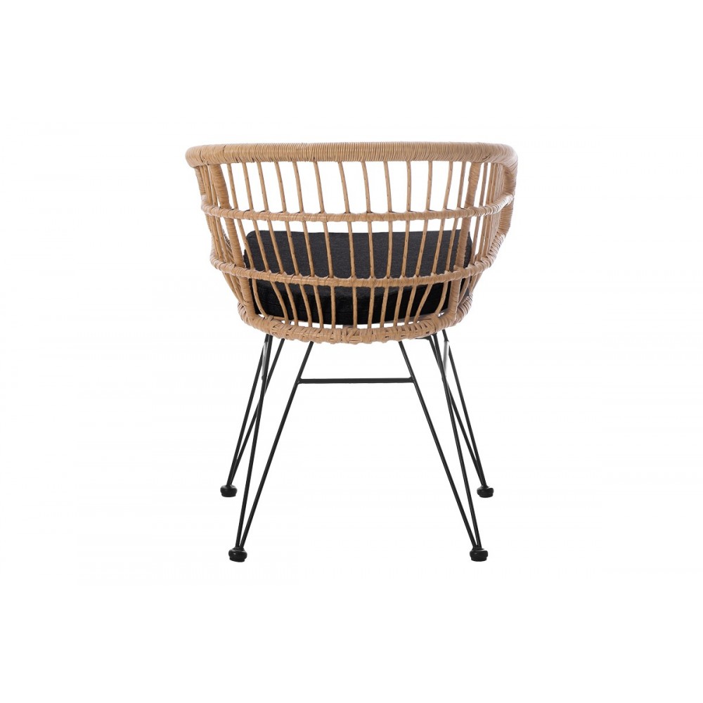 Πολυθρόνα "NAOKI" από pe rattan/μέταλλο σε χρώμα φυσικό/μαύρο 63x61x79