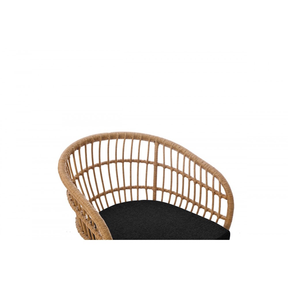 Πολυθρόνα "NAOKI" από pe rattan/μέταλλο σε χρώμα φυσικό/μαύρο 63x61x79