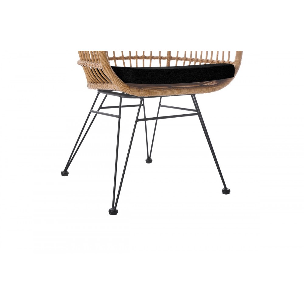 Πολυθρόνα "NAOKI" από pe rattan/μέταλλο σε χρώμα φυσικό/μαύρο 63x61x79
