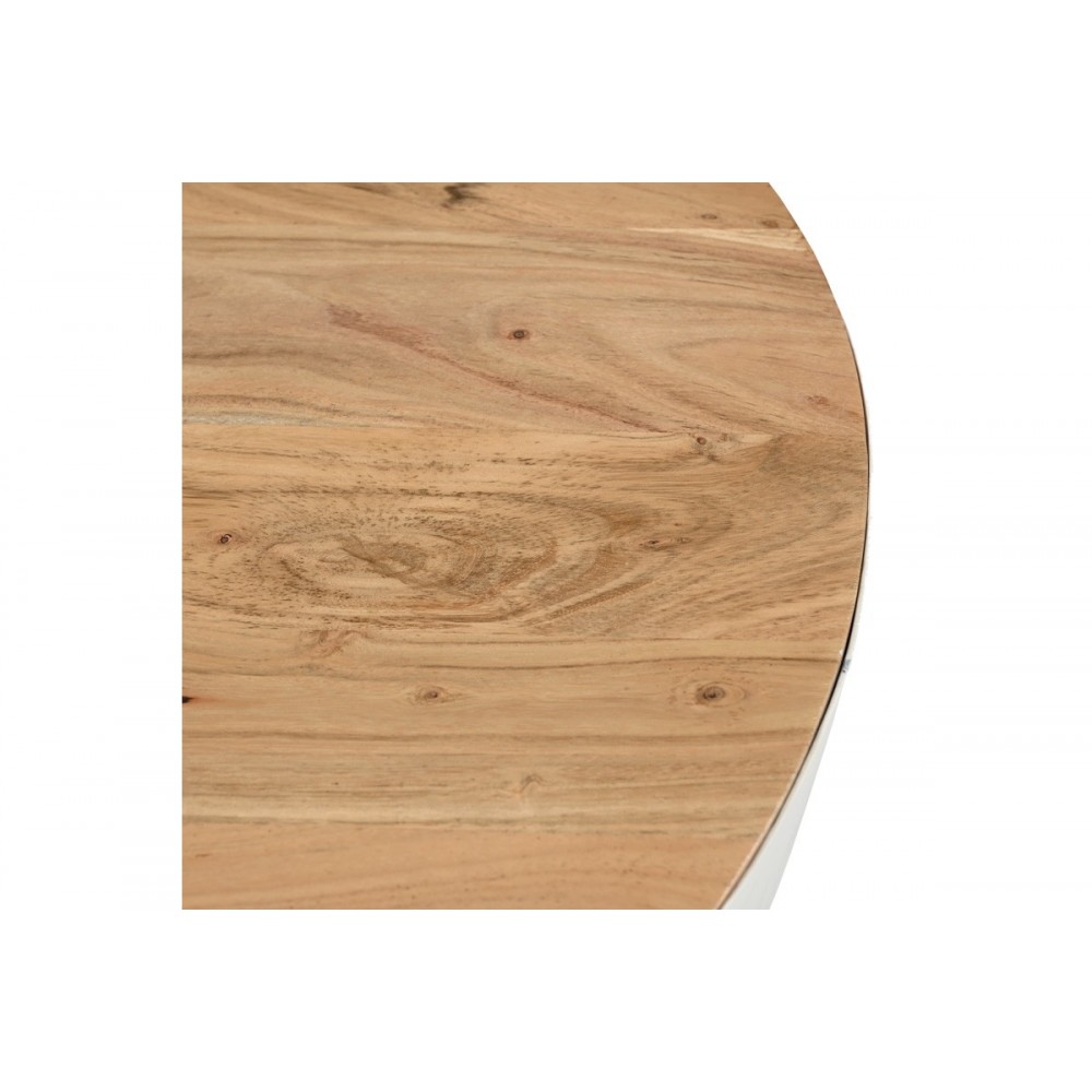 Τραπέζι σαλονιού "COFFELTY" από ξύλο/μέταλλο σε χρώμα φυσικό/λευκό Φ90x40