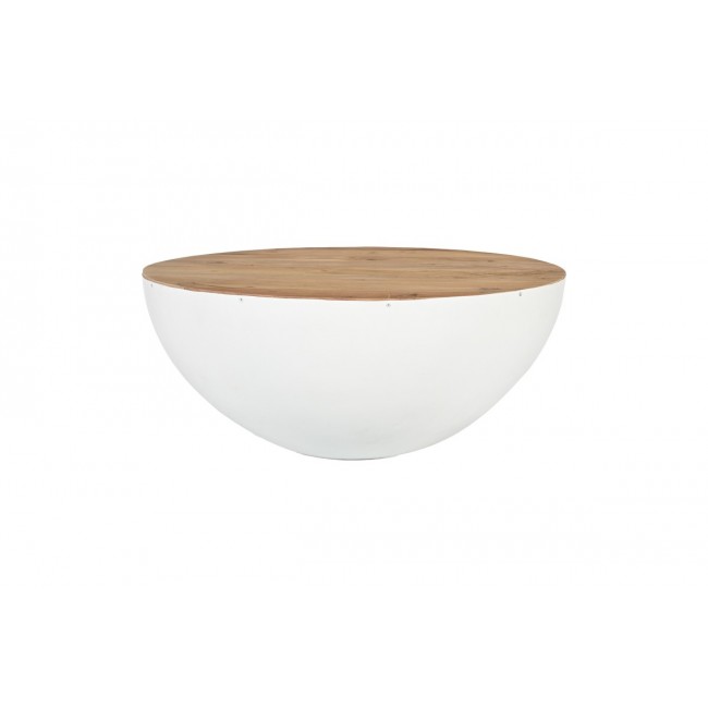 Τραπέζι σαλονιού "COFFELTY" από ξύλο/μέταλλο σε χρώμα φυσικό/λευκό Φ90x40