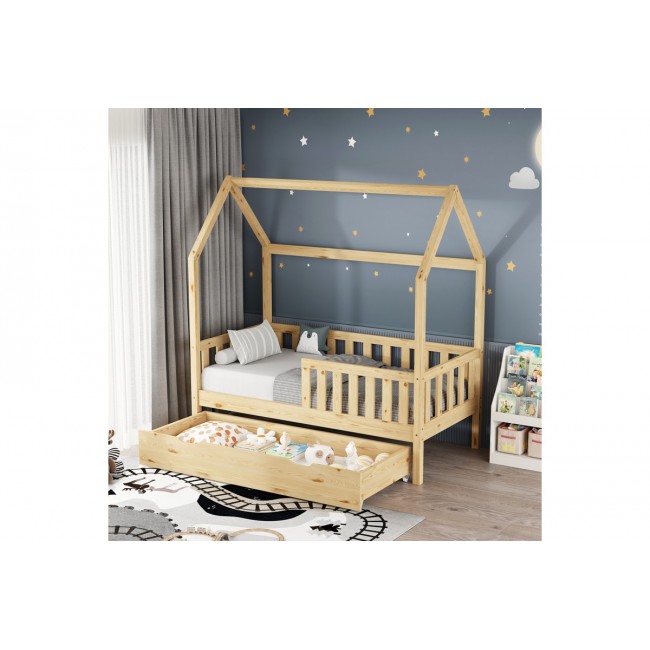 Παιδικό κρεβάτι "BENDINA" τ.montessori από ξύλο σε χρώμα φυσικό 146x76x146.5