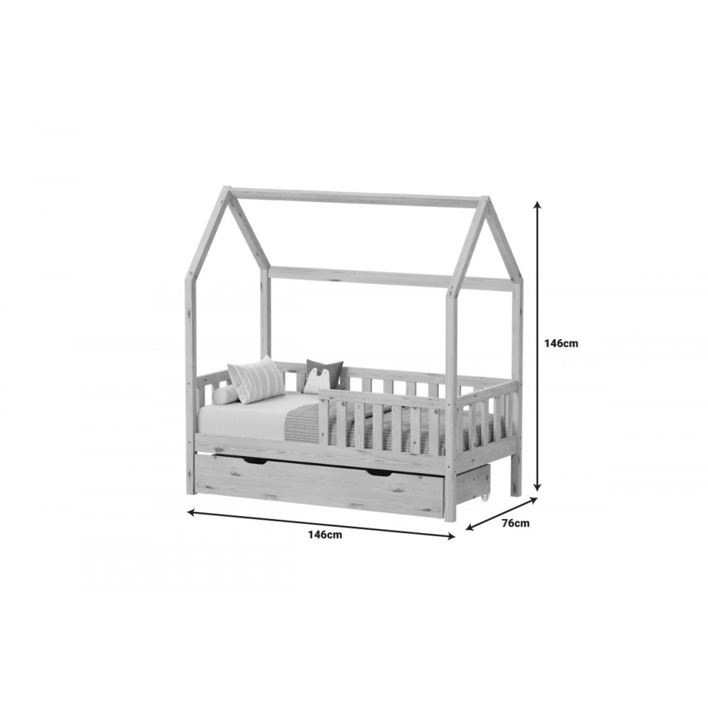 Παιδικό κρεβάτι "BENDINA" τ.montessori από ξύλο σε χρώμα φυσικό 146x76x146.5