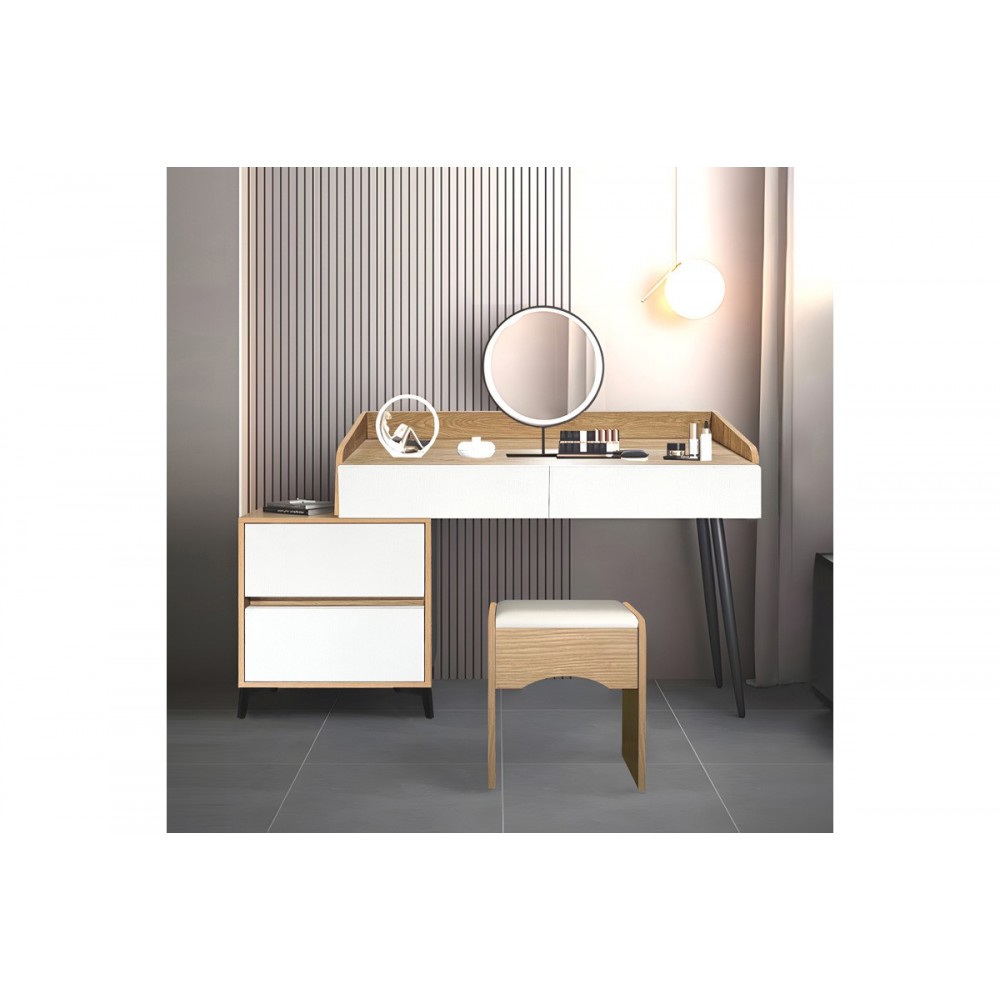 Τουαλέτα κρεβατοκάμαρας "GAMMON" από mdf σε χρώμα oak/λευκό 102x40x75