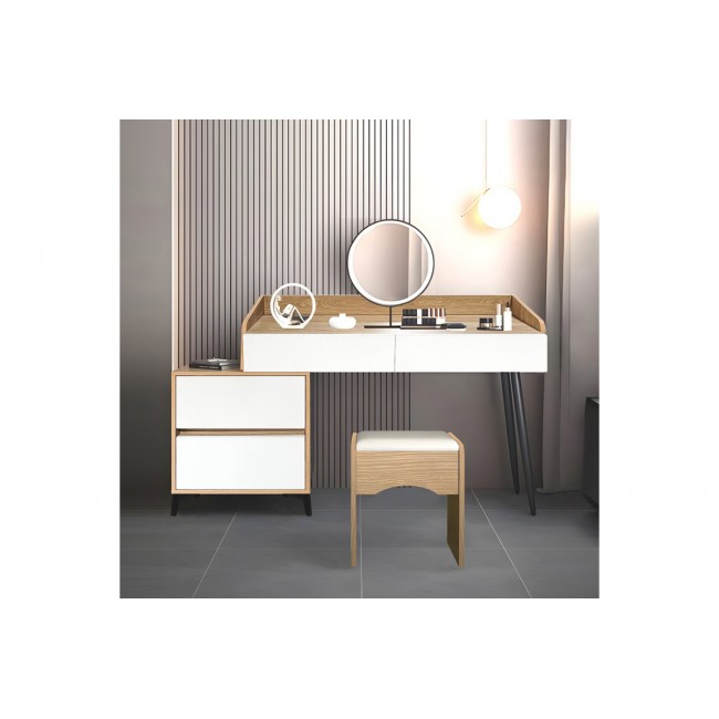 Τουαλέτα κρεβατοκάμαρας "GAMMON" από mdf σε χρώμα oak/λευκό 102x40x75