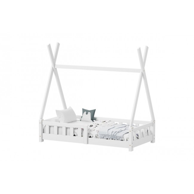 Παιδικό κρεβάτι "NOAM" τ.montessori από ξύλο σε χρώμα λευκό 147.5x76x141