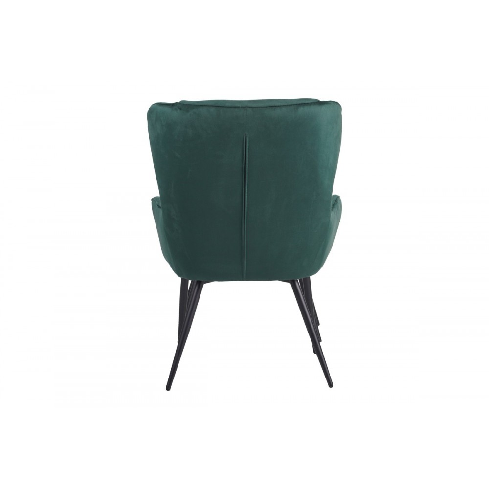 Πολυθρόνα με υποπόδιο "RUEDA" από βελούδο/μέταλλο σε χρώμα πράσινο/μαύρο 71.5x66.5x99
