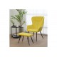 Πολυθρόνα με υποπόδιο "RUEDA" από βελούδο/μέταλλο σε χρώμα κίτρινο/μαύρο 71.5x66.5x99