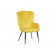 Πολυθρόνα με υποπόδιο "RUEDA" από βελούδο/μέταλλο σε χρώμα κίτρινο/μαύρο 71.5x66.5x99