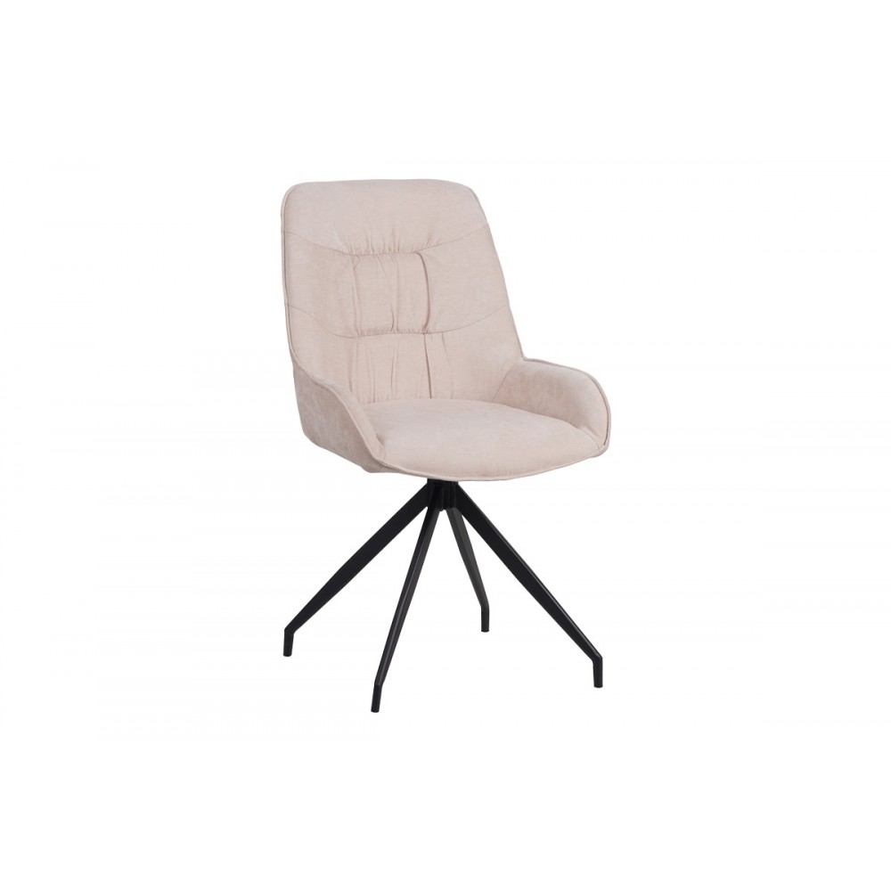 Καρέκλα περιστρεφόμενη "KADEIRA" από ύφασμα/μέταλλο σε χρώμα μπεζ/μαύρο 57.5x51x89