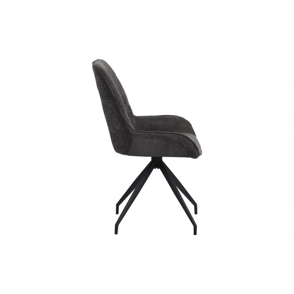 Καρέκλα περιστρεφόμενη "KADEIRA" από ύφασμα/μέταλλο σε χρώμα σκούρο γκρι/μαύρο 57.5x51x89