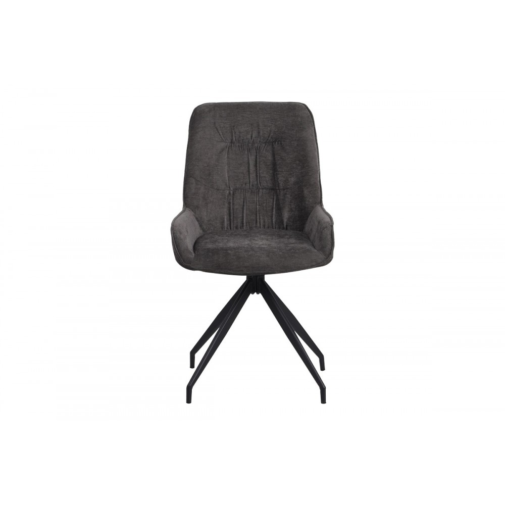 Καρέκλα περιστρεφόμενη "KADEIRA" από ύφασμα/μέταλλο σε χρώμα σκούρο γκρι/μαύρο 57.5x51x89