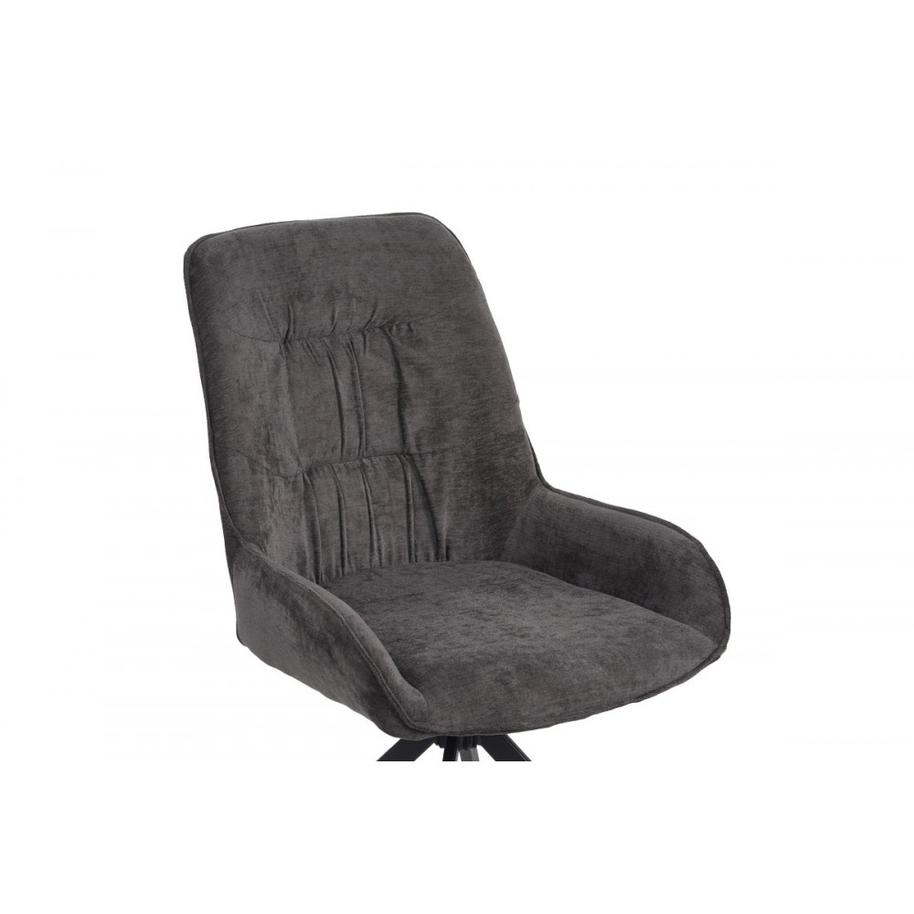Καρέκλα περιστρεφόμενη "KADEIRA" από ύφασμα/μέταλλο σε χρώμα σκούρο γκρι/μαύρο 57.5x51x89