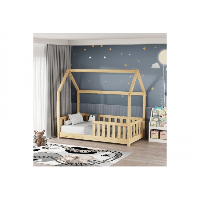 Παιδικό κρεβάτι "BAMBIE" τ.montessori από ξύλο σε χρώμα φυσικό 146x76x126.5