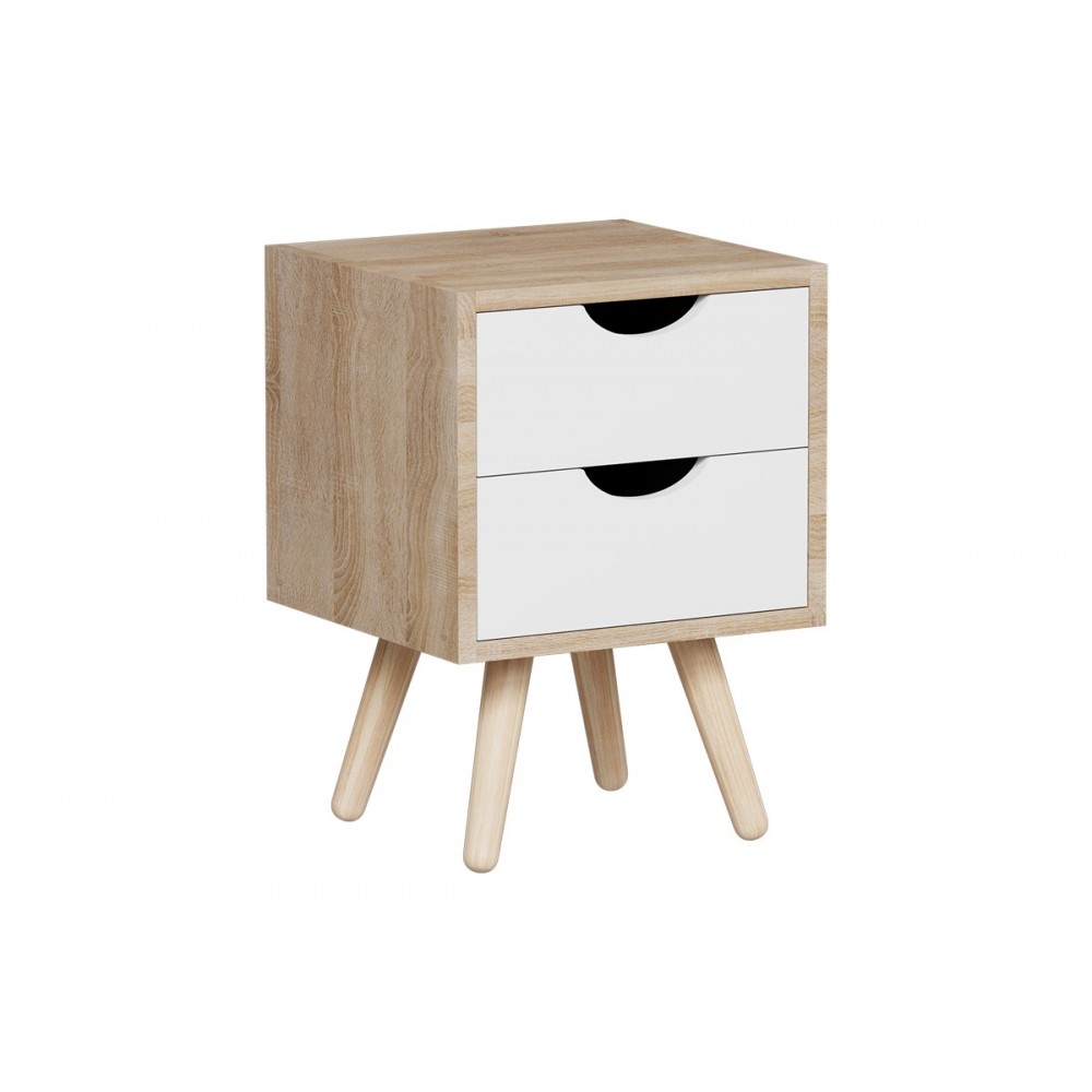 Κομοδίνο "SELMA" από ξύλο σε χρώμα σονόμα/λευκό 29.7x29.7x45