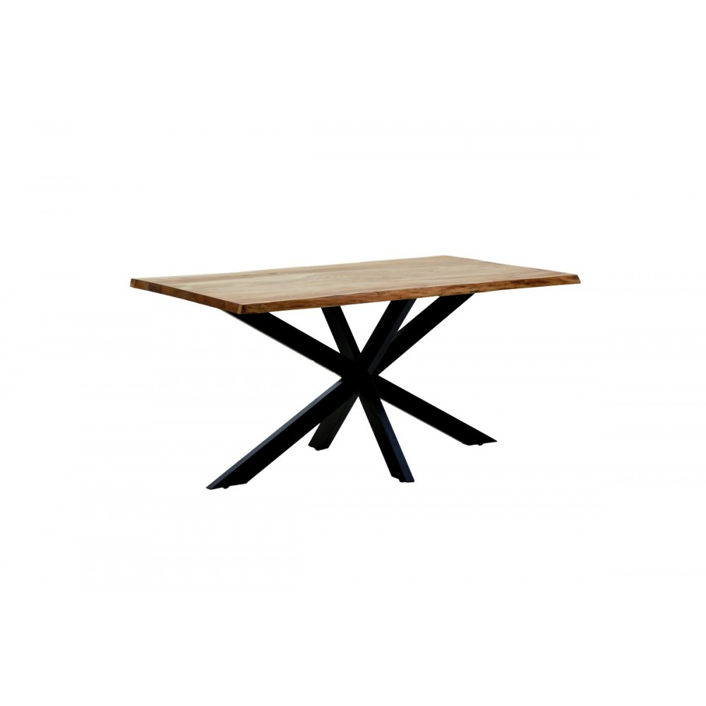 Τραπέζι "MILES" από ξύλο/μέταλλο σε χρώμα φυσικό/μαύρο 180x90x76