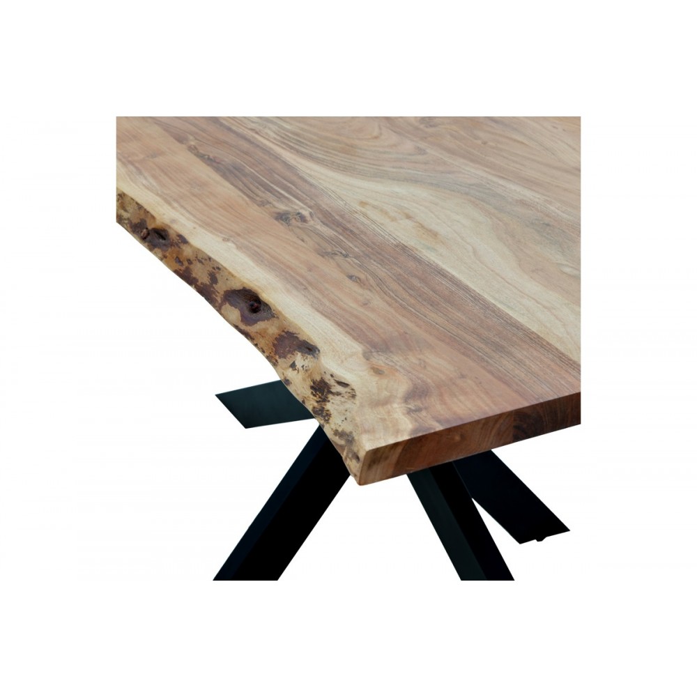 Τραπέζι "MILES" από ξύλο/μέταλλο σε χρώμα φυσικό/μαύρο 180x90x76
