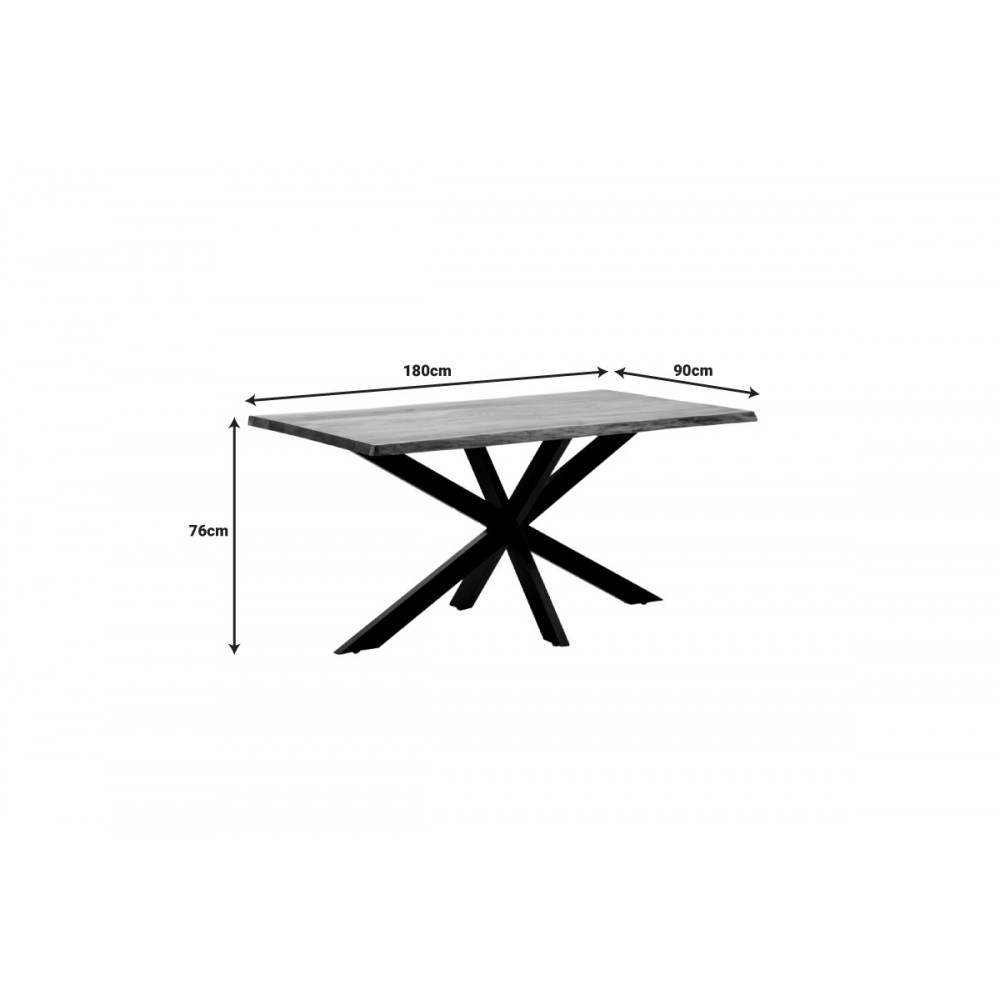 Τραπέζι "MILES" από ξύλο/μέταλλο σε χρώμα φυσικό/μαύρο 180x90x76