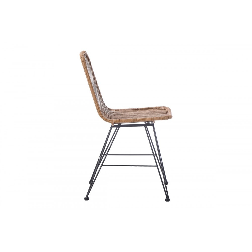 Καρέκλα "PAMELA" από pe rattan/μέταλλο σε χρώμα φυσικό/μαύρο 44x58x82