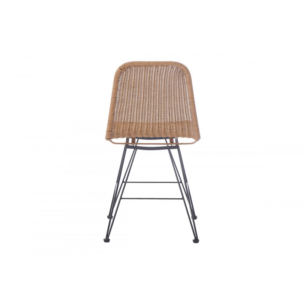 Καρέκλα "PAMELA" από pe rattan/μέταλλο σε χρώμα φυσικό/μαύρο 44x58x82