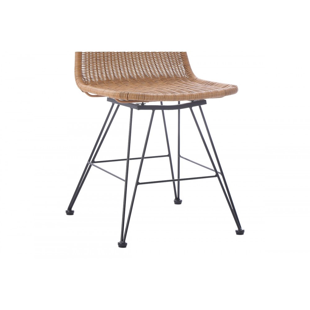 Καρέκλα "PAMELA" από pe rattan/μέταλλο σε χρώμα φυσικό/μαύρο 44x58x82