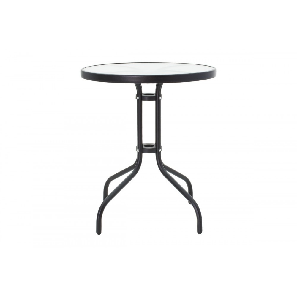 Τραπεζαρία 3τμχ "WATSON-SUSSIE" από μέταλλο/γυαλί σε χρώμα μαύρο Φ60x70