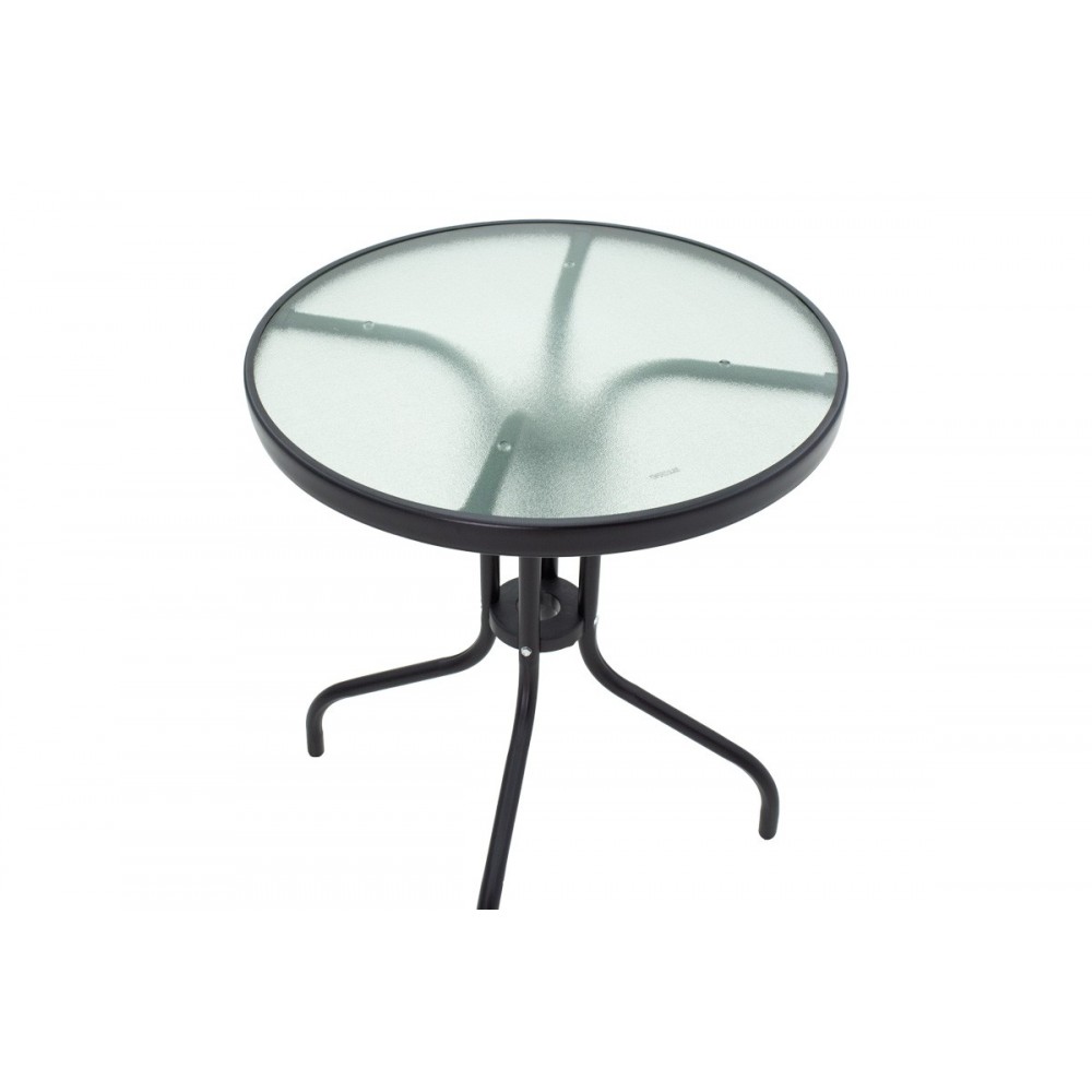 Τραπεζαρία 3τμχ "WATSON-SUSSIE" από μέταλλο/γυαλί σε χρώμα μαύρο Φ60x70