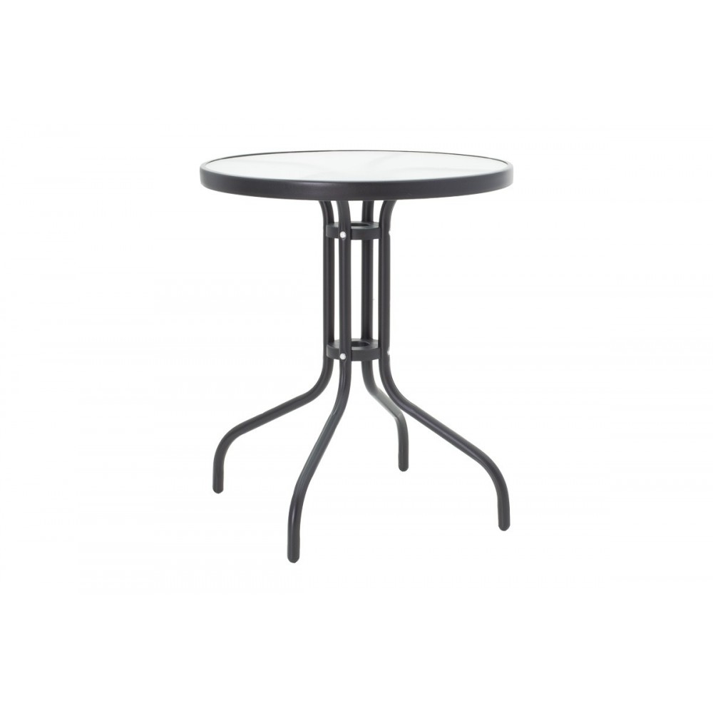 Τραπεζαρία 3τμχ "SUSSIE-WATSON" από μέταλλο/γυαλί σε χρώμα μαύρο Φ60x70