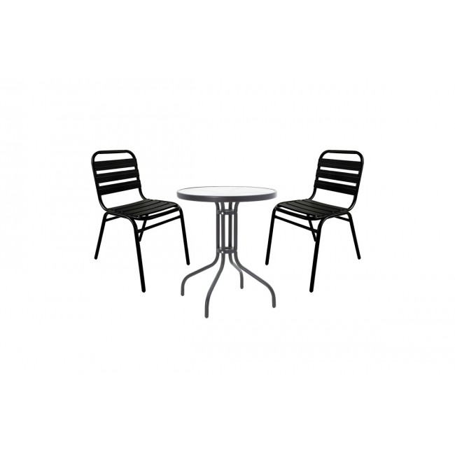 Τραπεζαρία 3τμχ "SUSSIE-WATSON" από μέταλλο/γυαλί σε χρώμα μαύρο Φ60x70