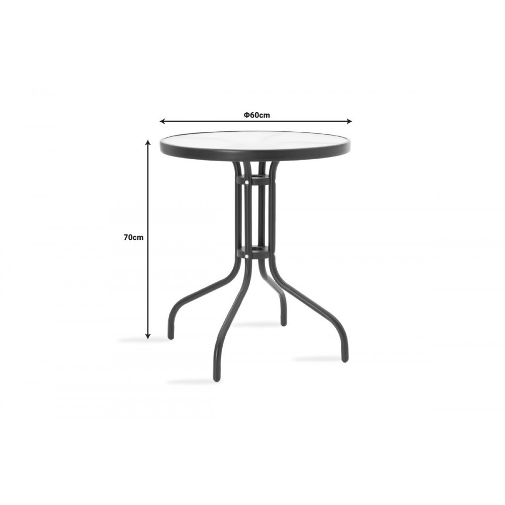 Τραπεζαρία 3τμχ "SUSSIE-WATSON" από μέταλλο/γυαλί σε χρώμα μαύρο Φ60x70