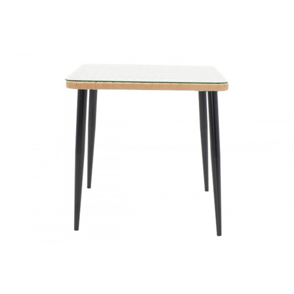 Τραπεζαρία 3τμχ "NAOKI-TANISH" από μέταλλο/pe rattan σε χρώμα φυσικό/μαύρο 80x80x78