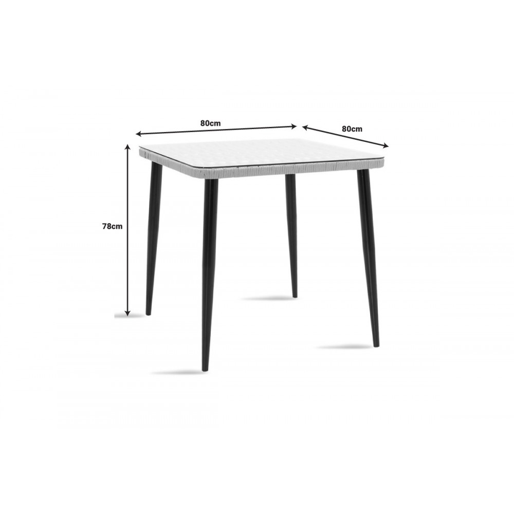 Τραπεζαρία 3τμχ "NAOKI-TANISH" από μέταλλο/pe rattan σε χρώμα φυσικό/μαύρο 80x80x78