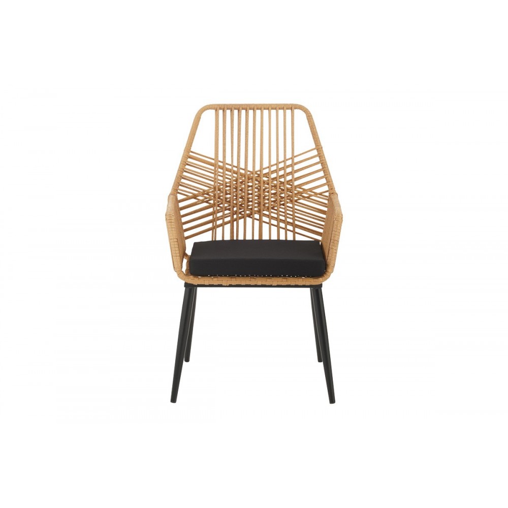 Τραπεζαρία 5τμχ "NAOKI-TANISH" από pe rattan/μέταλλο σε χρώμα φυσικό/μαύρο 140x80x78