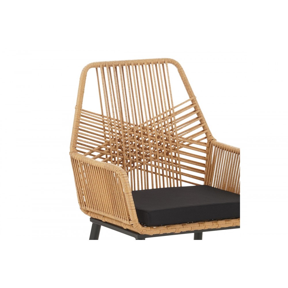 Τραπεζαρία 5τμχ "NAOKI-TANISH" από pe rattan/μέταλλο σε χρώμα φυσικό/μαύρο 140x80x78