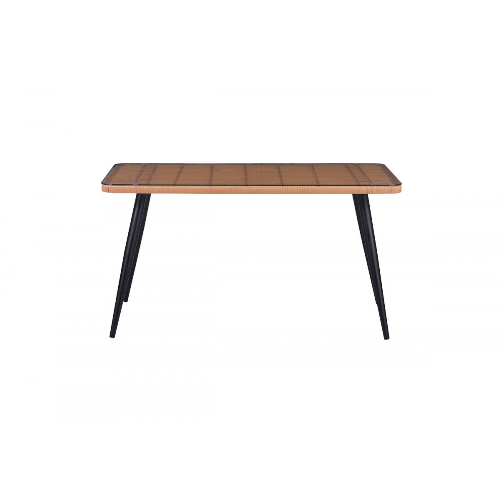 Τραπεζαρία 5τμχ "NAOKI-TANISH" από pe rattan/μέταλλο σε χρώμα φυσικό/μαύρο 140x80x78