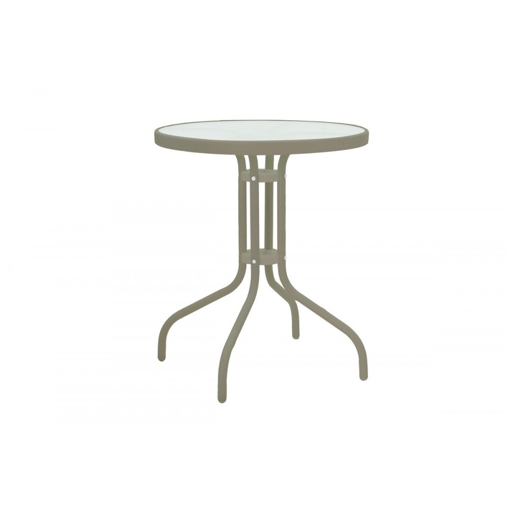 Τραπεζαρία 3τμχ "WATSON-TADE" από μέταλλο/γυαλί σε χρώμα σαμπανιζέ Φ60x70